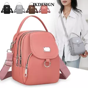 JKDESIGN Túi Vuông Nhỏ, Túi Điện Thoại Di Động Nylon Mini, Thời Trang 3 Lớp Có Dây Kéo Túi Đeo Ngang Nữ Bé Gái