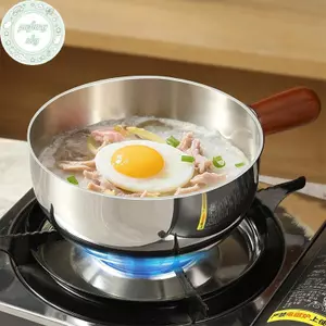 Nồi sữa bằng thép không gỉ PUSKY có tay cầm bằng gỗ, nồi nấu hợp đồng, thích hợp để chiên trứng và làm nóng sữa. Làm bằng thép không gỉ S VN