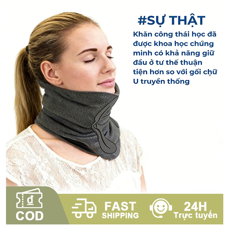 Gối cổ công thái học hỗ trợ cổ, gối tựa cổ du lịch & văn phòng, ôm sát giúp ngủ ngon, giảm mỏi hiệu quả