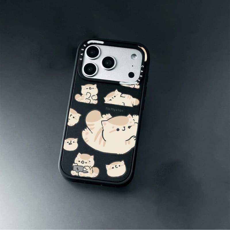 CASECASE X Cat sticker Case White Camera Ring Edition Matte Đen Cứng Hút Từ Tính Tác Động Dành Cho Apple IPhone 13 14 15 16 17 Pro Max Air Plus Có Hộp