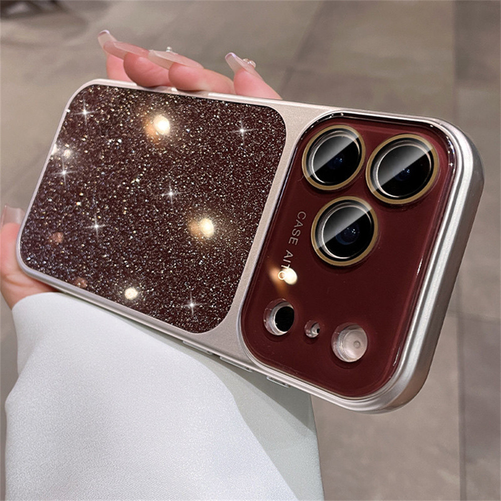 Ốp điện thoại lấp lánh thời trang cho iPhone 17 Pro Max 13 14 15 16 pro max Bao gồm tất cả bảo vệ ống kính máy ảnh vỏ mềm Vỏ bảo vệ vỏ điện thoại