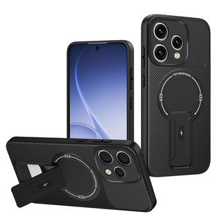 Dành Cho OPPO Reno 15 5G / 15C 5G Ốp điện thoại Sợi Carbon Kết Cấu Mặt Sau Cứng Từ Tính Có Chân Đế Mềm TPU Cạnh Chống Sốc Mỏng Bao