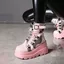 Demonia 9.5cm Giày bốt xe máy đế dày y Gothic Hồng Hot Girl Giày bốt ngắn nữ Matte Black Martin Boots