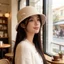 Mũ tròn nhỏ chất liệu polyester chống thấm nước khô thoáng cho trẻ ngoài trời trắng đen dễ phối hợp