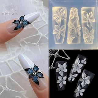 [hatheaven] Khuôn Làm Móng Tay Nghệ Thuật 3D Khắc Cong Hoa Lily Trong Suốt Trang Trí Móng Tay Nghệ Thuật DIY Mẫu Silicon Đẹp