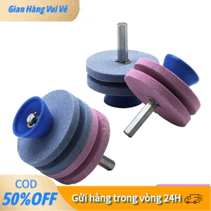 【24H】Đá Mài Dao Đa Năng Gắn Cho Máy Khoan Pin Hoặc Điện, Đầu Kẹp 1, 2, 4 Đĩa Mài Sắc Nhanh Cho Dao Nhà Bếp