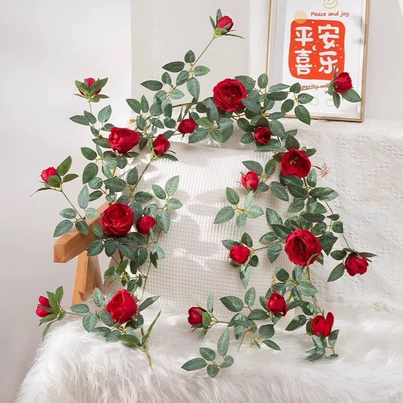 Dây hoa hồng leo giả dài linh hoạt 1.8m, dễ trang trí uốn lượn, làm mới không gian Tường Nhà, Quán Cafe một cách dễ dàng