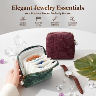 Túi đựng trang sức du lịch vải nhung có khóa kéo nhiều ngăn đựng nhẫn bông tai vòng cổ vòng tay gọn gàng chống rối dễ mang theo bảo quản phụ kiện tiện lợi phù hợp cho nữ dùng khi đi du lịch công tác và hằng ngày