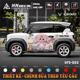 Tem dán xe VF3 - Decal dán xe VF3 BABY THREE nhiều màu sắc lựa chọn. 1 bộ dán 2 bên ( mẫu VF3 - 03 )