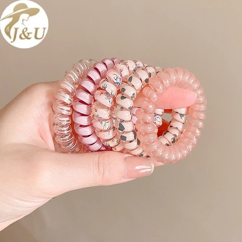 JU 5 Chiếc Dây Buộc Tóc Nhiều Màu Sắc Lò Xo Co Giãn Phù Hợp Với Bé Gái Và Nữ