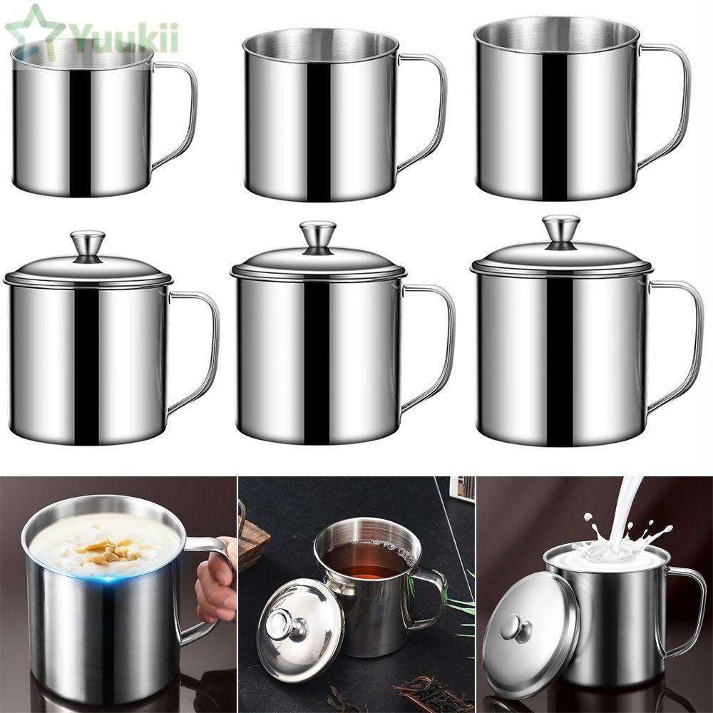 Cốc YUUKII, Cốc Nước Inox 304 350-1250ml, Có Nắp Tay Cầm Thiết Kế Cốc Cà Phê Sữa Nhà