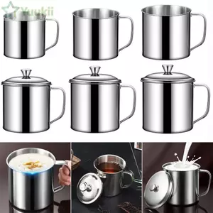 Cốc YUUKII, Cốc Nước Inox 304 350-1250ml, Có Nắp Tay Cầm Thiết Kế Cốc Cà Phê Sữa Nhà