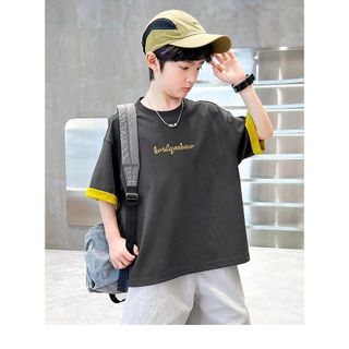 Áo thun giả hai lớp cho bé trai – Cotton form rộng phong cách street, tay ngắn cá tính mùa hè