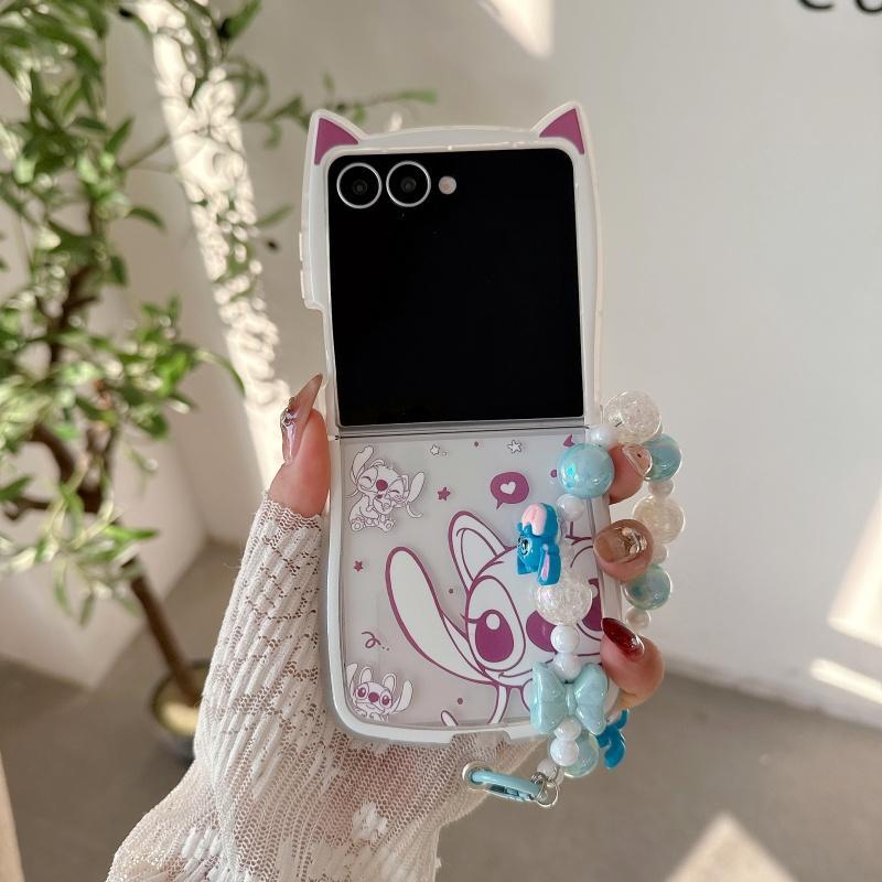 Phim Hoạt Hình Dễ Thương Stitch Cặp Đôi Ốp Lưng Điện Thoại Thích Hợp Cho Samsung Galaxy ZFlip7 zflip6 Dây Gấp Vỏ Cứng Cho Z Flip 7 6 5 4 3 5G PuraX N3Flip MixFlip 2 Vỏ Bảo Vệ