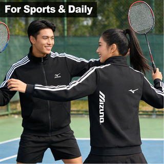 Áo cầu lông bóng bàn unisex, cổ cao, tay dài, dáng rộng rãi, thoải mái cho vận động ngoài trời