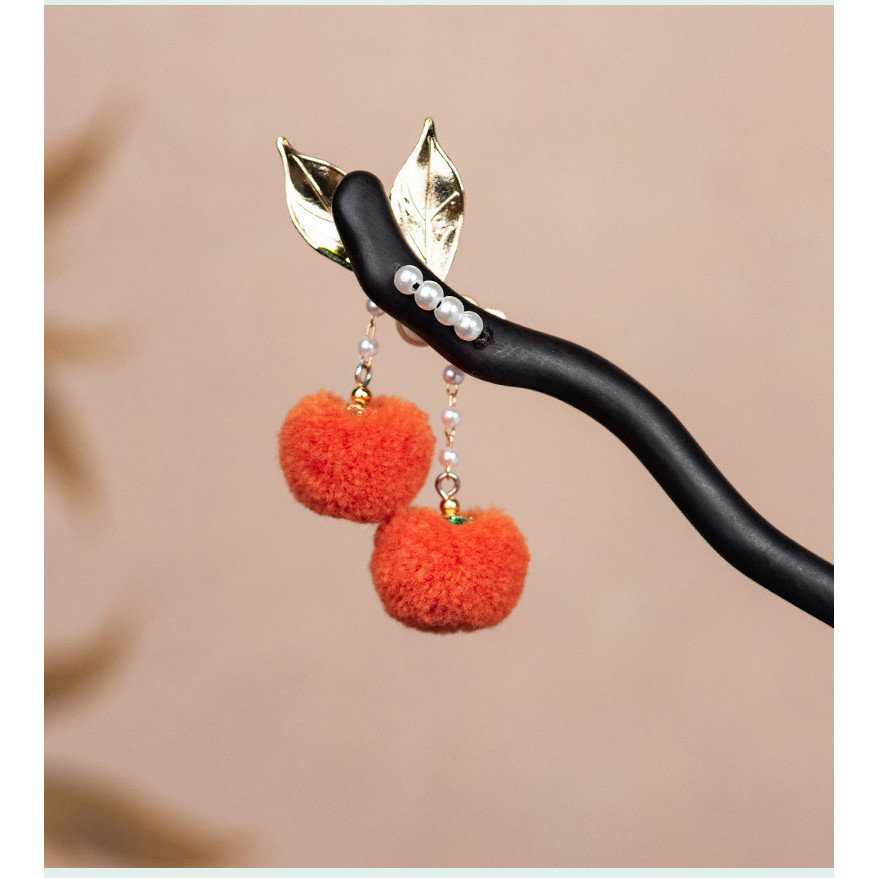 Kẹp tóc quả bóng sang trọng dễ thương Persimmon Ruyi
