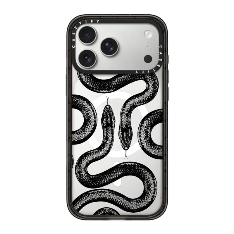 CASECASE X Black python Case Black Edge & Brown Clear Hard Từ Hút Tác Động Dành Cho Apple IPhone 12 13 14 15 16 17 Pro Max Air Plus