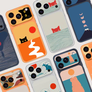 Phim máy ảnh in hình mèo nghệ thuật + Nhãn dán mặt sau cho IPhone 17 Pro / 17 Pro Max / Micro Matte Giấy mềm Bảo vệ camera / Phim mặt sau / Chống mài mòn Chống trầy xước