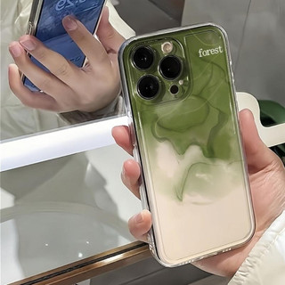 Ốp bảo vệ màu xanh lá cây matcha tươi tương thích với iPhone17 / 16plus / 15 Pro / 14 / 13 / 12 / 11Pro max / xs max chống rơi 7 / 8Plus / xr / x / xs