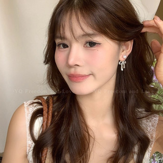 Bông Tai Nơ Ngọc Trai Phong Cách Hàn Quốc, Bạc 925 và Zircon, Thiết Kế Tinh Tế