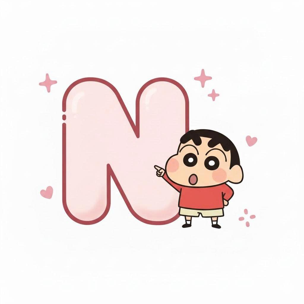 6 SHIN móc khoá chữ cái Shin Chan hồng hào dễ thương đáng yêu, bộ chữ