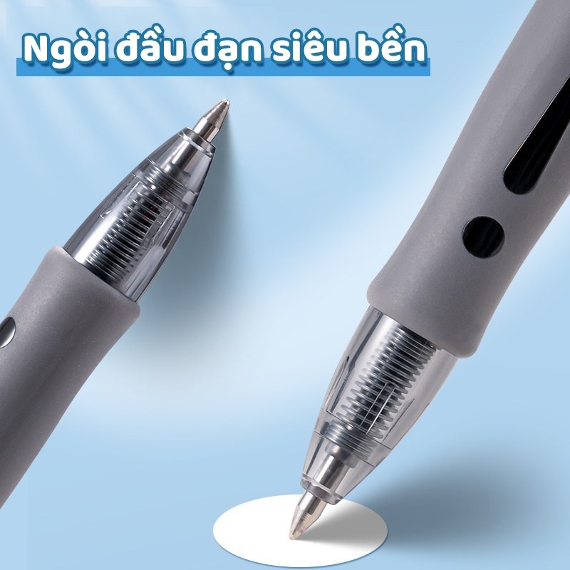 Bút bi bấm cao cấp dùng văn phòng, mực nước siêu đậm bền màu, đệm tay cao su giúp viết thoải mái