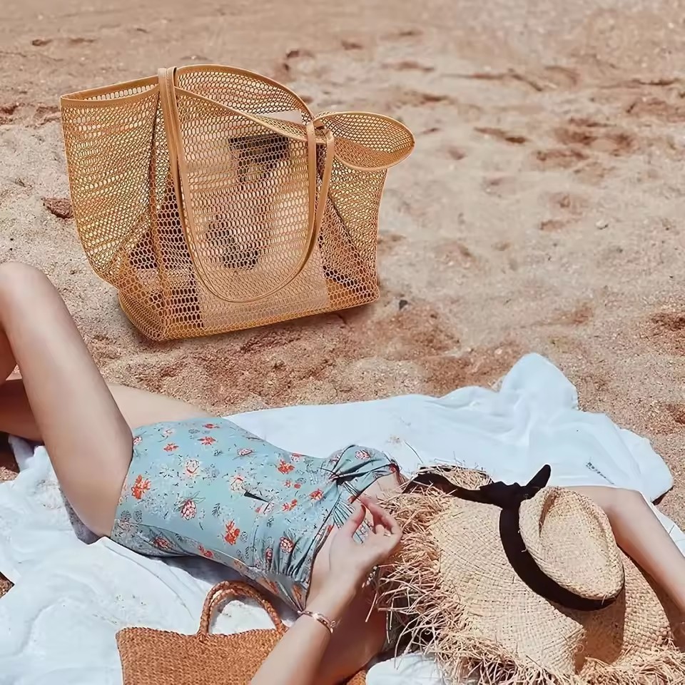 Túi đeo vai lưới đi biển có thể gập lại nhẹ cho chuyến đi và kỳ nghỉ ngoài trời