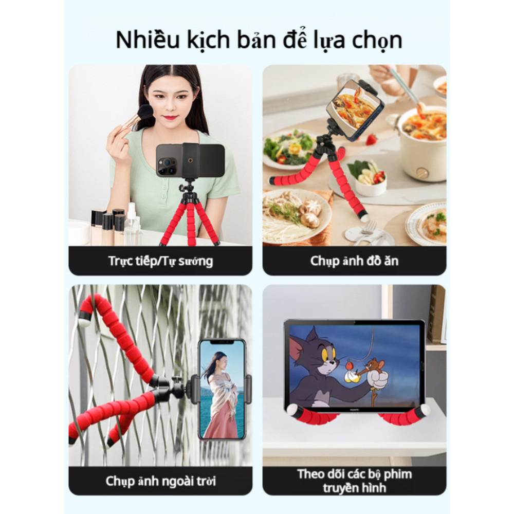 [Chụp ảnh chuyên nghiệp] Giá đỡ điện thoại hình bạch tuộc xoay 360° / Chân máy chống rung / Đế chống trượt dùng để quay video / Giá đỡ điện thoại thông minh khi đi du lịch