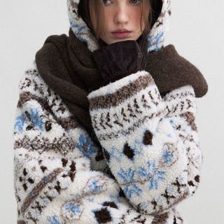 Glacier Snowman Phil Island Giả Cừu Len Dày Có Mũ Trùm Đầu Nữ Thu Đông Cotton Áo Khoác Đệm Phong Cách Mới Ấm Cotton Áo Khoác
