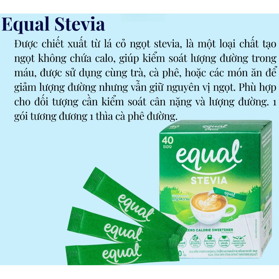 Đường Ăn Kiêng Equal Zero Calo Đủ Các Dòng (Classic, Gold, Stevia) - Lý Tưởng Cho Chế Độ Ăn Kiêng