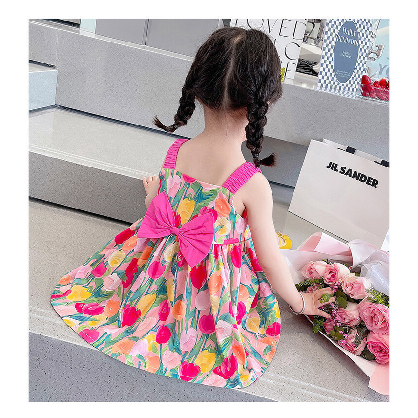 Đầm Bé Gái Mùa Hè Hoa Sling Lông Tơ Chữ A viền 80-150 Size VVYV