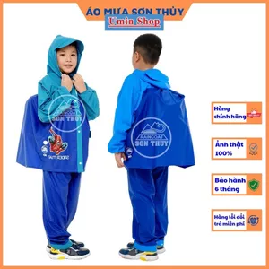 ÁO mưa bộ trẻ em Sơn Thủy có lưng che cặp sách, bộ áo mưa bằng PVC cao cấp an toàn cho bé trai bé gái