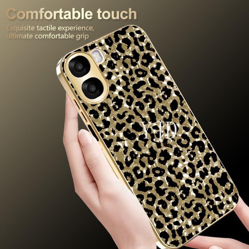 Ốp Lưng Cho OPPO A6 A6X A6s A6t Pro Leopard Print PC Backboard Mạ Điện Khung TPU Chống Rơi Điện Thoại