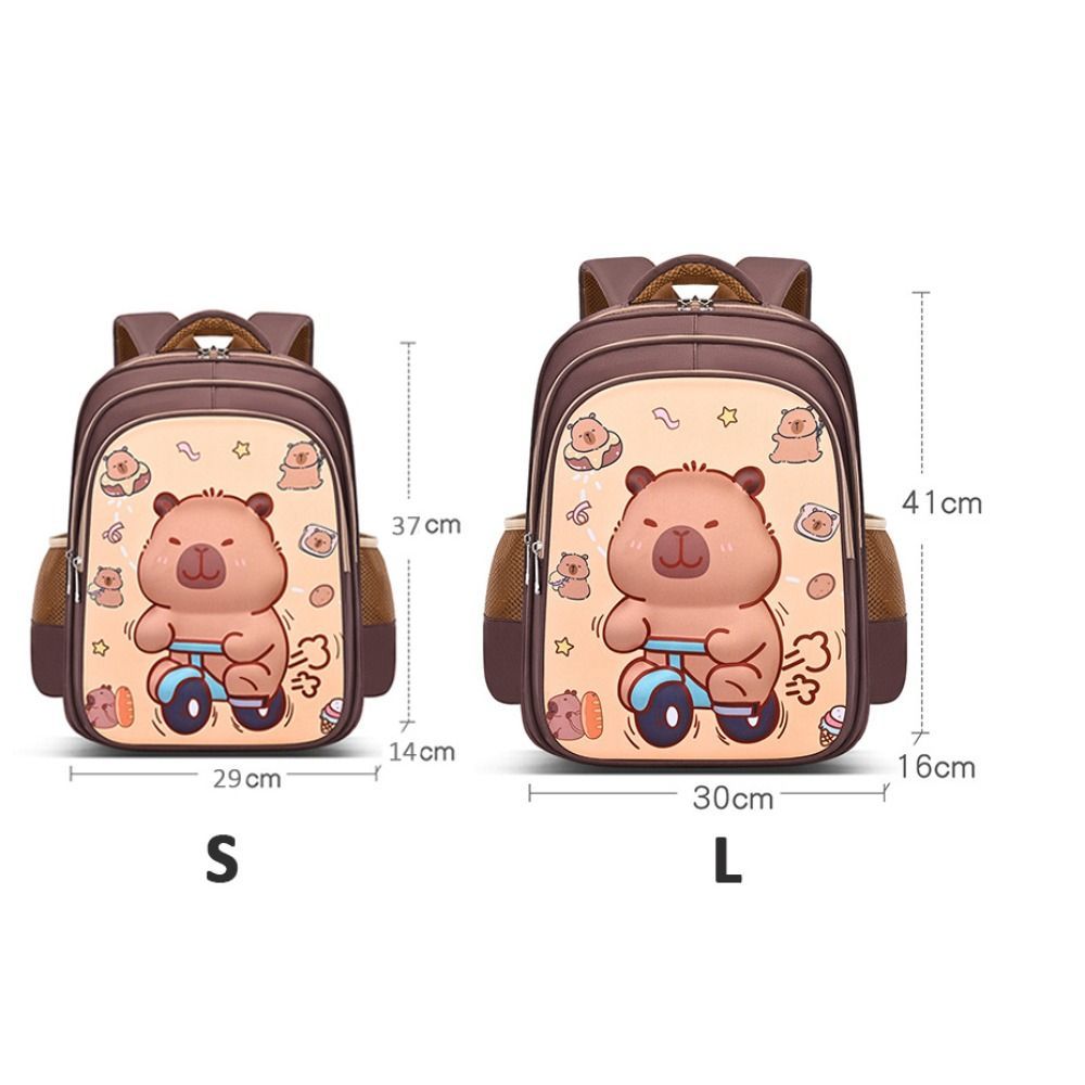 Ba lô HOBBYIN Capybara, Túi đi học Capybara nhẹ hoạt hình, Ba lô mẫu giáo nhiều túi Nylon dung tích lớn dễ thương