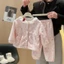 Trẻ Em Nhà Quần Áo Thu Đông Phong Cách Bé Gái Phiên Bản Hàn Quốc Ngọt Ngào Dễ Thương Cardigan Ấm Bộ Đồ Ngủ Cho Bé Ren Phù Hợp Với Quần Áo Trẻ Em