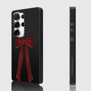 CASECASE X Vỏ nơ nhung Matte Black & Sliver Mirror Vỏ hút từ tính Samsung Galaxy S26 S25 S24 S23 Ultra Plus Mặt sau cứng có hộp khắc logo