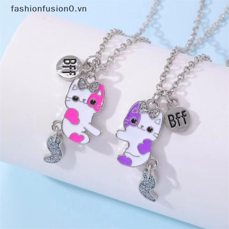 [FHF] 2 Cái / bộ Dây Chuyền Hình Mèo Hoạt Hình Bạn Bè Thân Nhất Nelace BFF Tình Bạn Trẻ Em Món Quà Trang Sức Cho Bé Gái MỚI