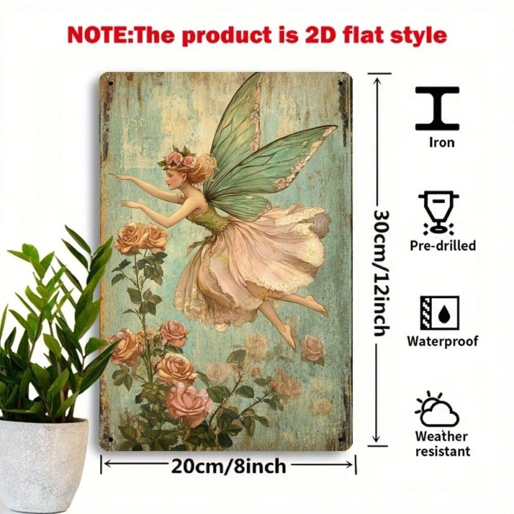 CIFbuy Vintage Kim Loại Trang Trí Tường Hoa Tín Hiệu Retro Mộc Mạc Hoa Hồng Nhà Bếp Vườn Nghệ Thuật