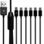 1 Chiếc 6 Trong 1 USB Loại C Bộ Chia Cáp C Truyền Dữ Liệu Cáp Từ Xa 1.5m Đen Cho Điện Thoại Máy Tính Bảng
