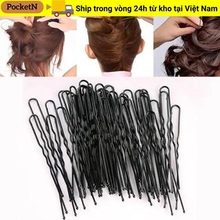 POCKETN Kẹp Tóc Đen Vô Hình Hình Chữ U, 240 Chiếc Cho Tóc Sóng