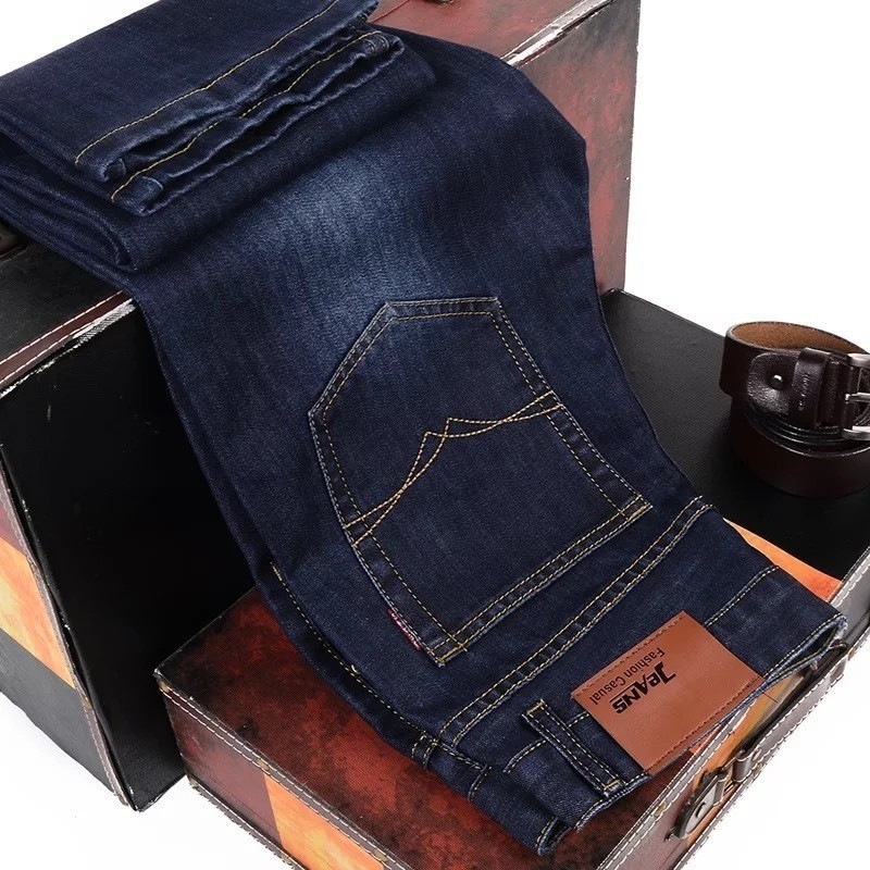 Quần Jean Denim Nam Co Giãn, Ống Thẳng Dáng Rộng, Phù Hợp Thời Trang Mùa Thu