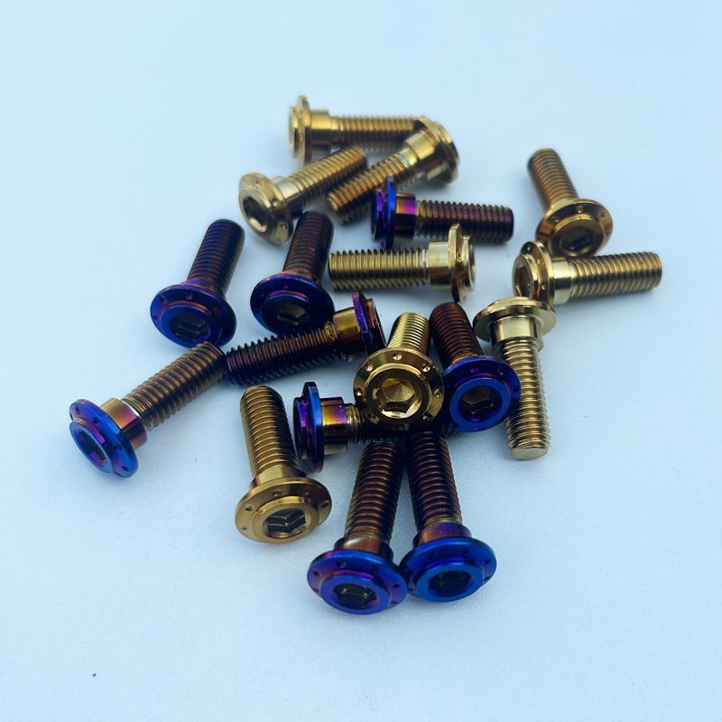Đinh tán lục giác mặt bích M8*25 dùng cho xe điện/xe máy, phanh đĩa lớn, màu vàng xanh