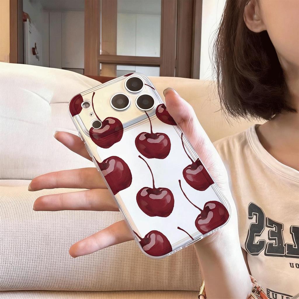 Red Cherry Full In ấn cho 16 trường hợp iPhone 17Air Space Case 14 13 11Pro