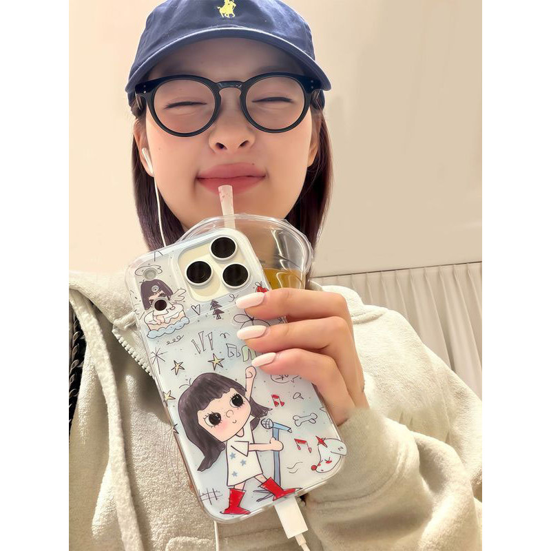Doodle Star cho 16 trường hợp iPhone 17Air Double Layer 14 13 11Pro