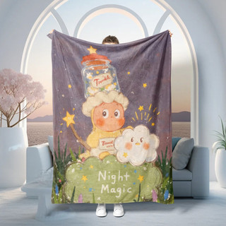 Chăn Flannel in hình một mặt Twinkle Twinkle, Chăn điều hòa gia đình mỏng, Món quà thiết thực cho bạn bè.