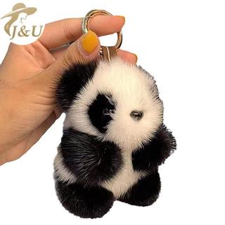 JU Gấu Trúc Nhỏ Sang Trọng Túi Nữ Đồ Trang Trí Dễ Thương Giả Lông chồn Gấu Trúc Móc Khóa Xe Ô Tô VN