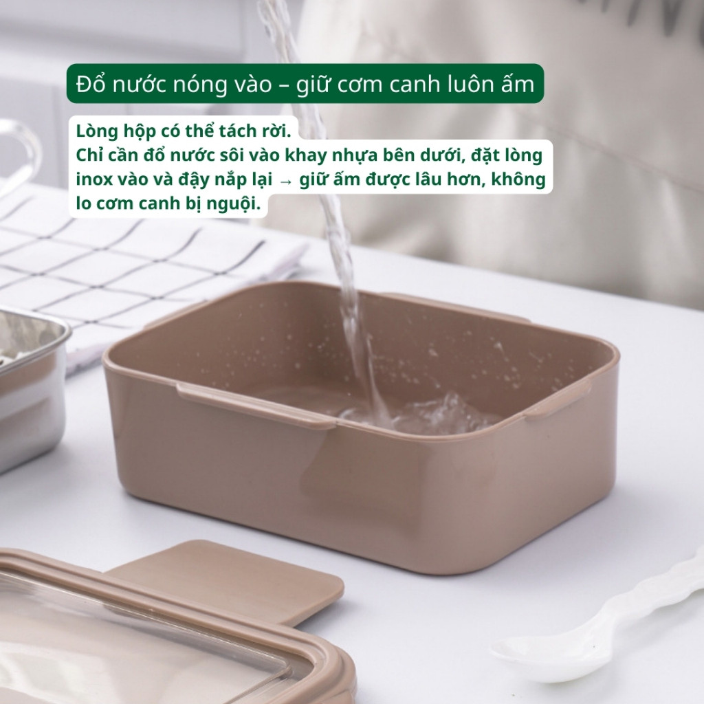 Hộp cơm văn phòng giữ nhiệt tốt, chia ngăn gọn gàng, dễ vệ sinh, quay được lò vi sóng.