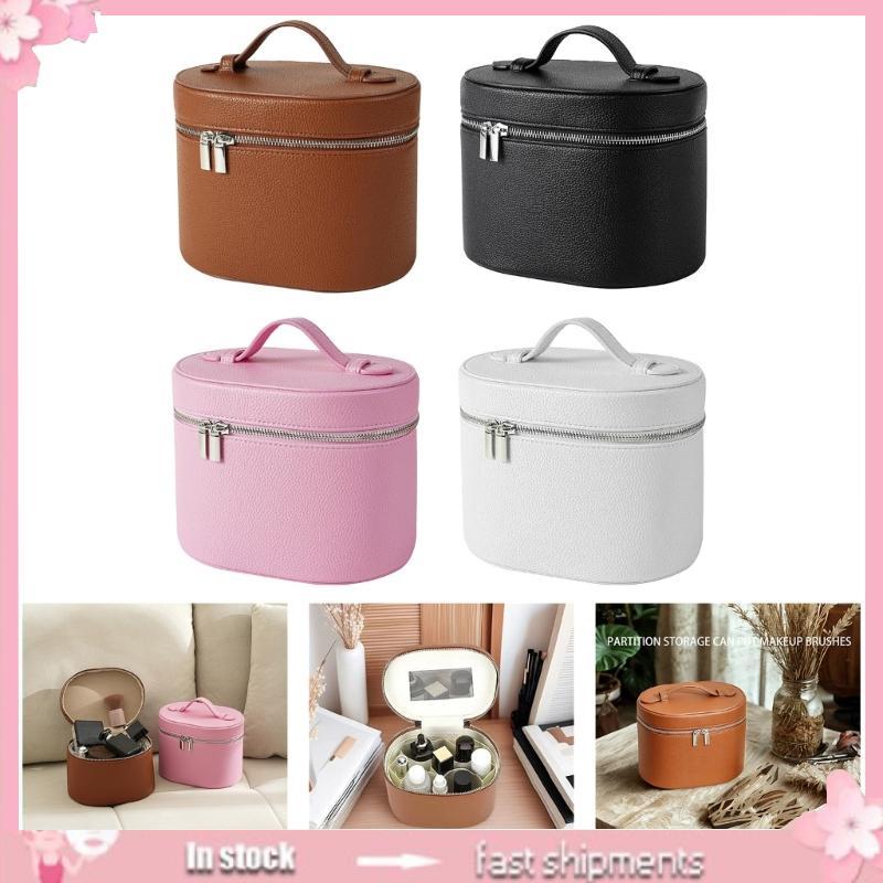 Túi trang điểm bằng da YOI Túi đựng mỹ phẩm du lịch di động Túi vệ sinh đa năng có dụng cụ sắp xếp mỹ phẩm chống nước