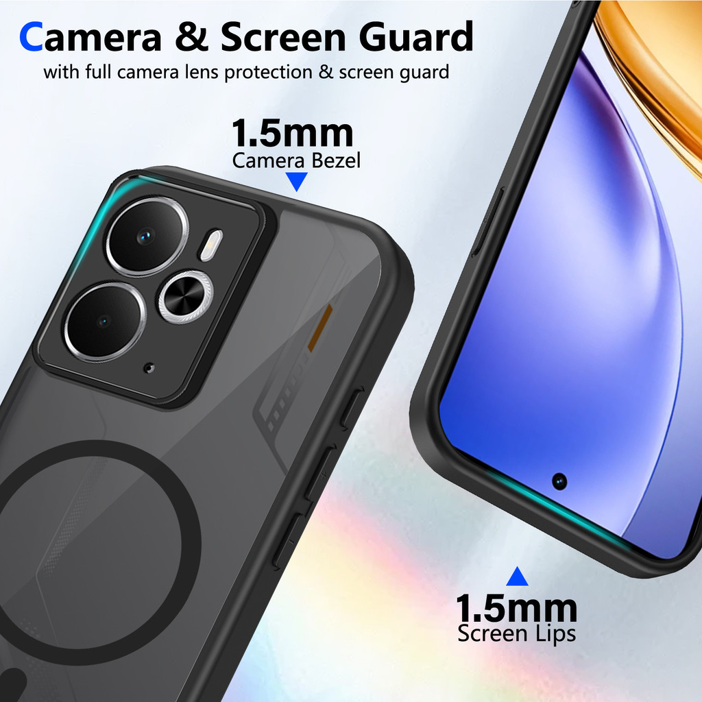 Ốp lưng Realme 14 5G Vỏ thu hút từ tính màu đen mờ cho vỏ điện thoại Realme 14 5G