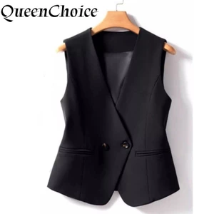 Áo Vest Classic Không Tay Màu Đen Cho Phụ Nữ Thu Đông